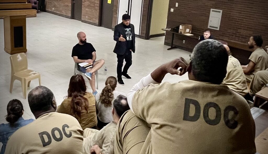 Speaking in front of group of incarcerated veterans in Chicago